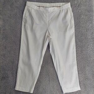 J Jill Linen Blend Stretch Pants Pull-On Elastic Waist Slim Leg Pocket White XL